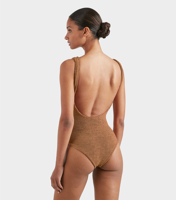 Hunza G Coverage Square Neck Swim Metallic Cocoa