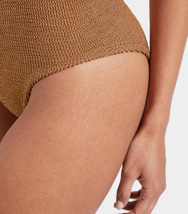 Hunza G Coverage Square Neck Swim Metallic Cocoa