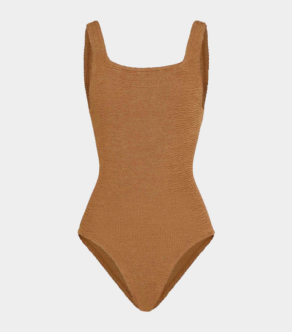 hunza g Coverage Square Neck Swim Metallic Cocoa