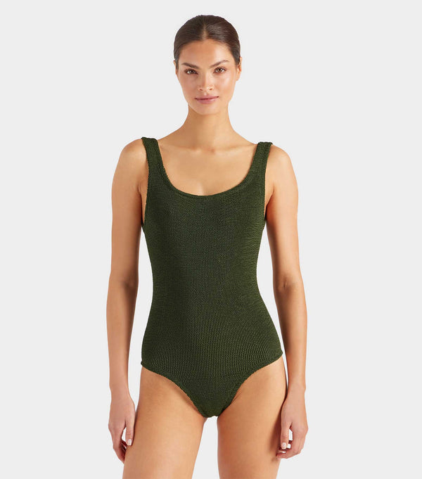 Hunza G Coverage Square Neck Swim Metallic Khaki
