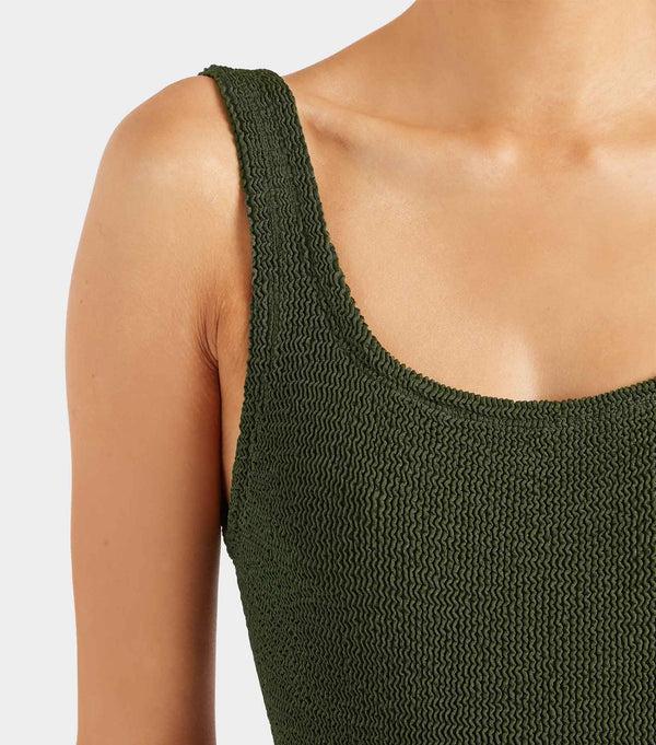 Hunza G Coverage Square Neck Swim Metallic Khaki