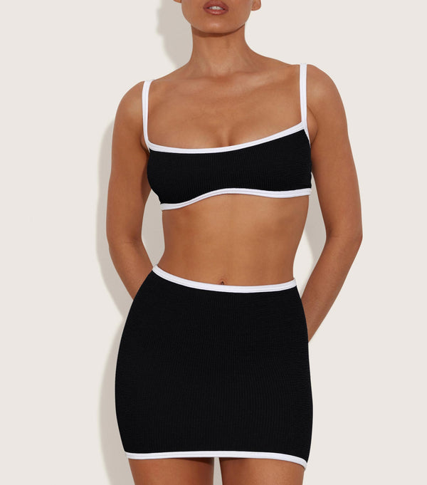 Hunza G Devyn Swimskirt/Tube Top Black/White