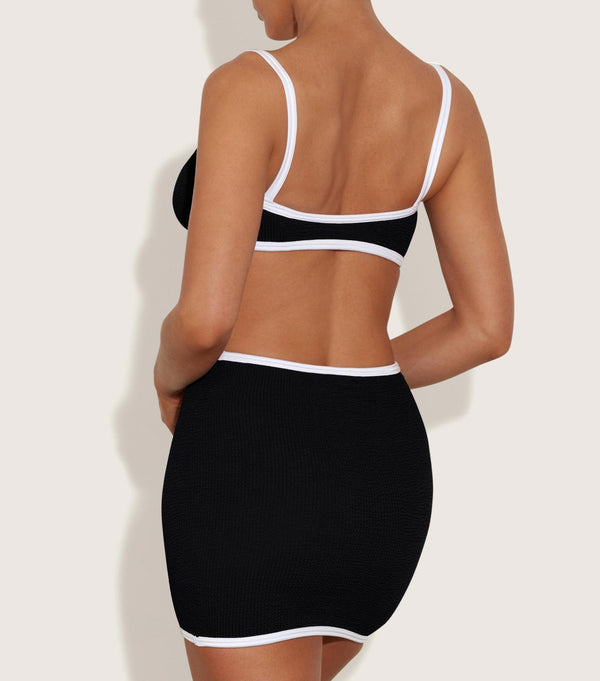 Hunza G Devyn Swimskirt/Tube Top Black/White