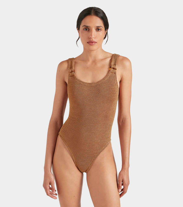 Hunza G Domino Swim Metallic Cocoa