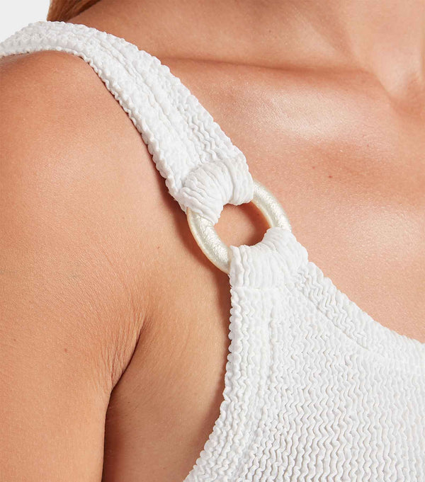 Hunza G Domino Swim With Pearly Hoops White