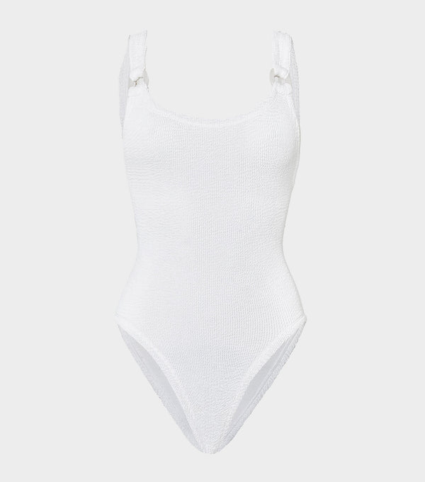 Hunza G Domino Swim With Pearly Hoops White