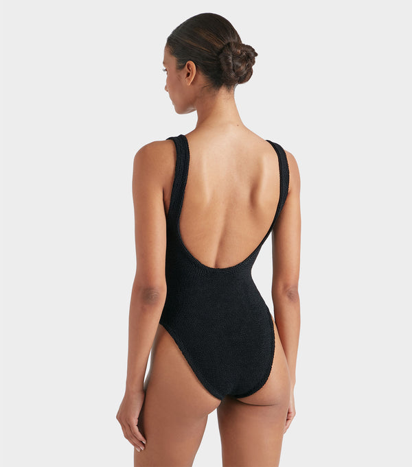 Hunza G Domino Swim With Tonal Hoops Black