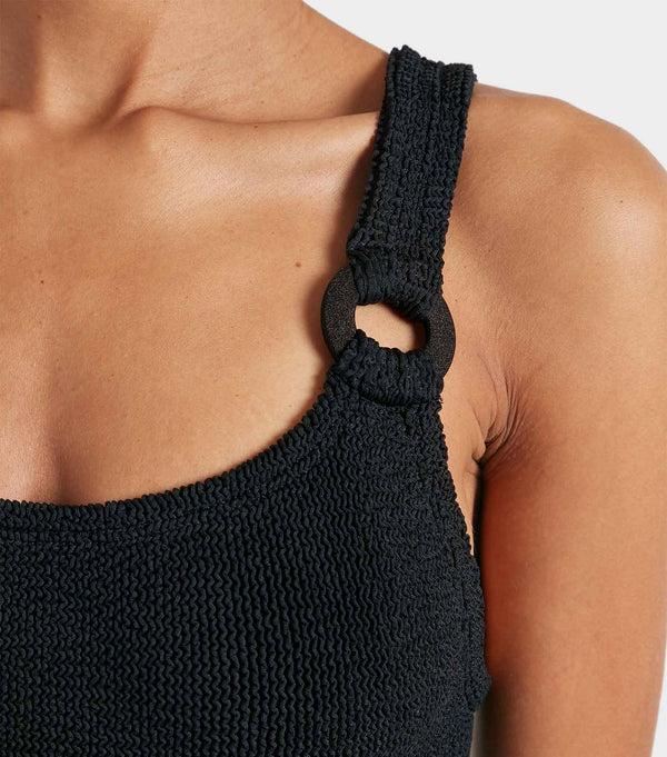 Hunza G Domino Swim With Tonal Hoops Black