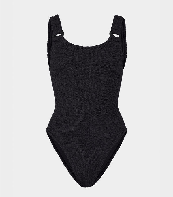 hunza g Domino Swim With Tonal Hoops Black