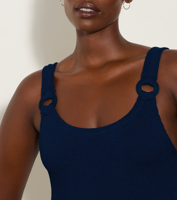 Hunza G Domino Swim With Tonal Hoops Navy