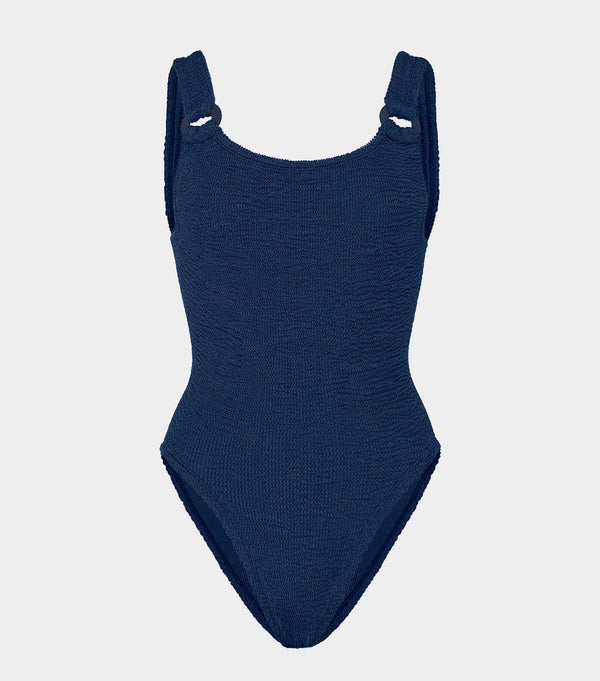 hunza g Domino Swim With Tonal Hoops Navy
