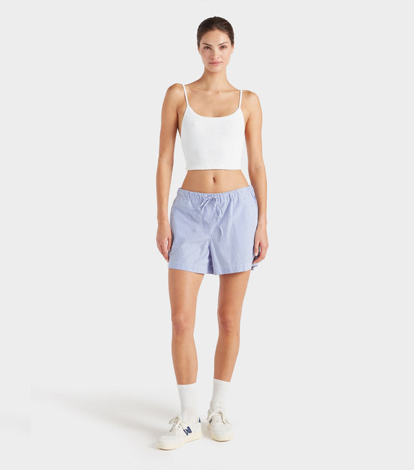 Hunza G Embroidered Cotton Shorts Blue Stripe