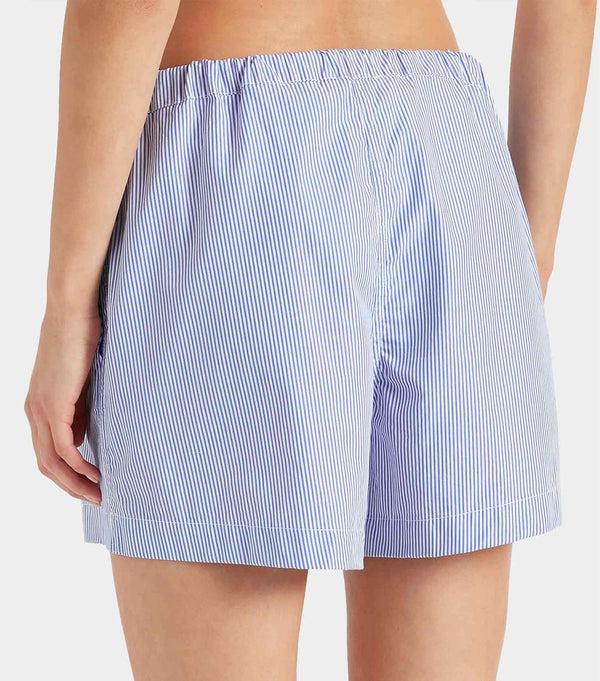 Hunza G Embroidered Cotton Shorts Blue Stripe