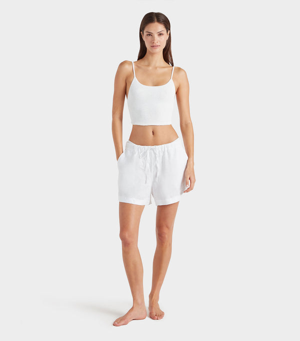 Hunza G Embroidered Linen Shorts White