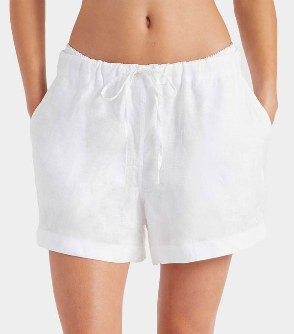 Hunza G Embroidered Linen Shorts White