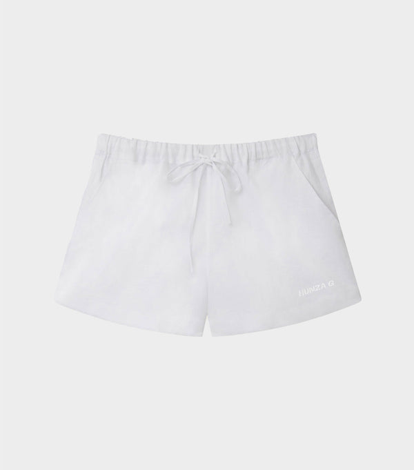hunza g Embroidered Linen Shorts White