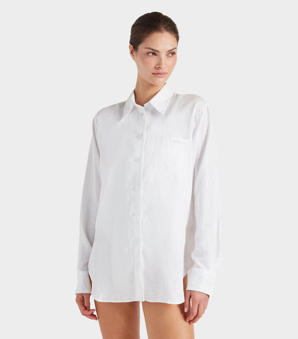 Hunza G Embroidered Oversized Shirt White
