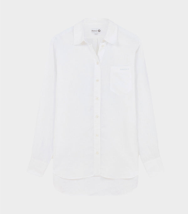 hunza g Embroidered Oversized Shirt White