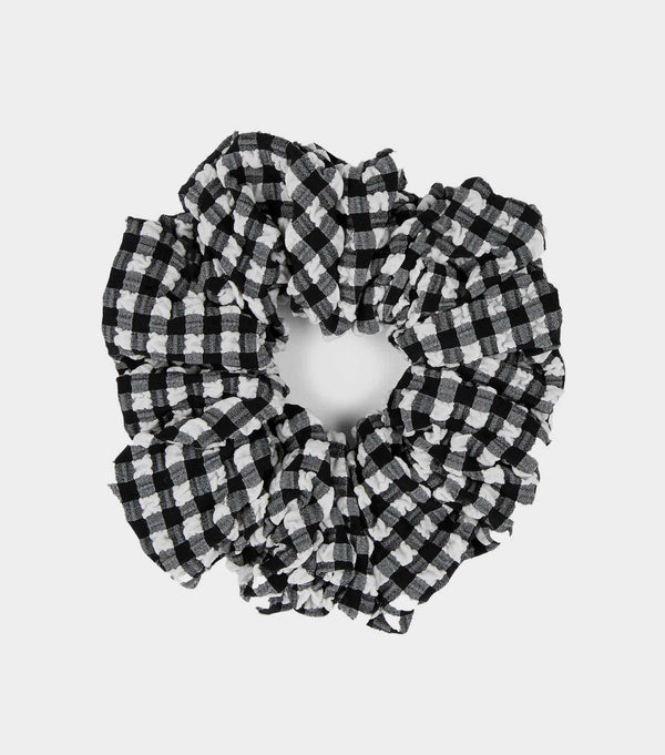 hunza g Gingham Seersucker Scrunchie Black Gingham