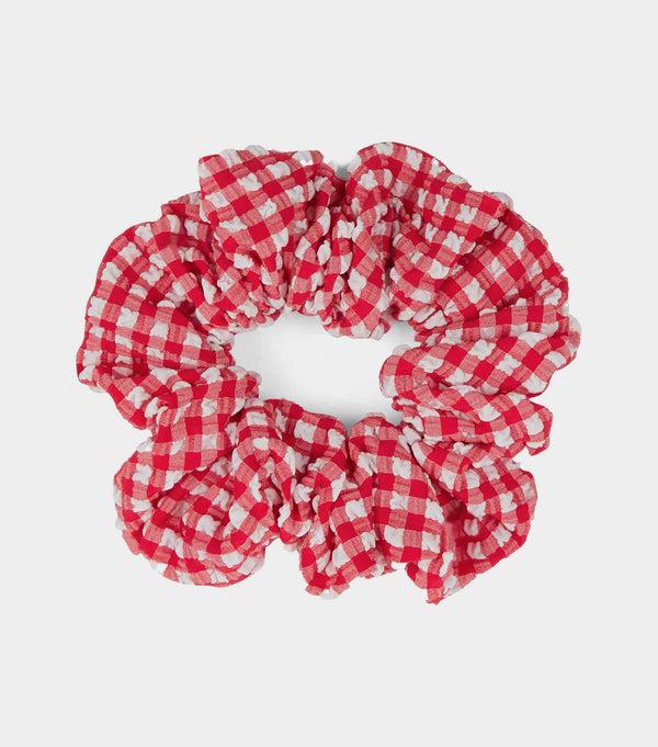 hunza g Gingham Seersucker Scrunchie Red Gingham