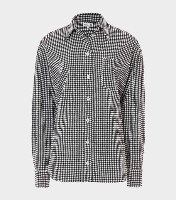 hunza g Gingham Seersucker Shirt Black Gingham