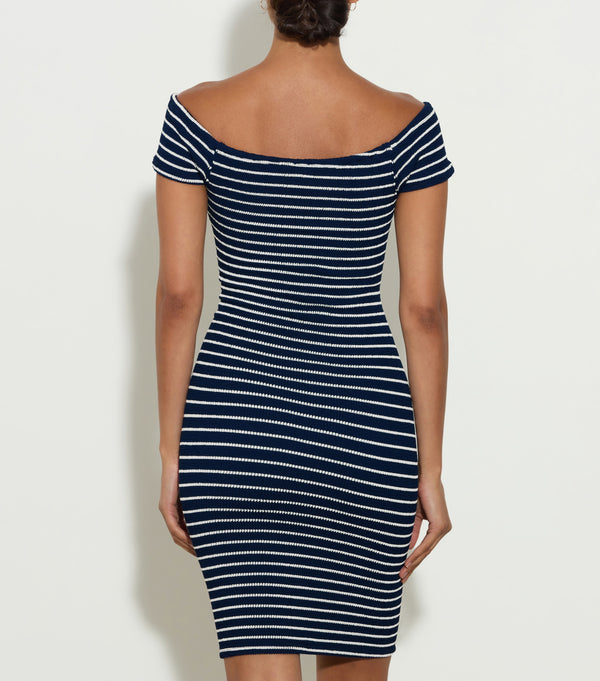Hunza G Grace Dress Navy/White Stripe
