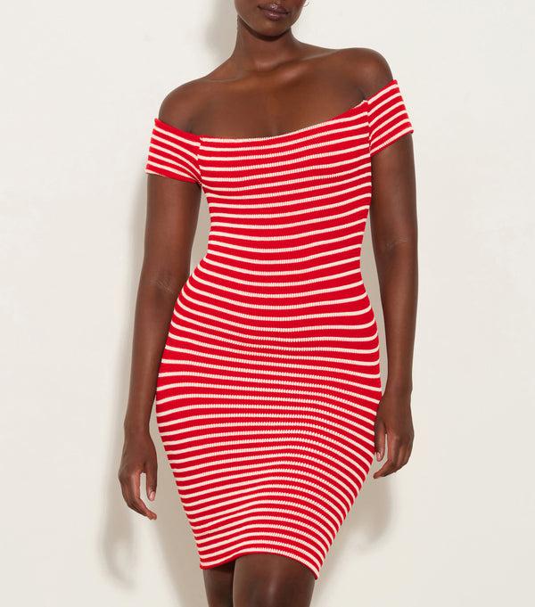 Hunza G Grace Dress Red/White Stripe