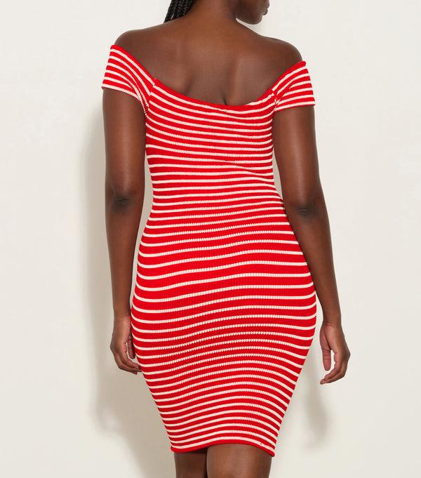 Hunza G Grace Dress Red/White Stripe