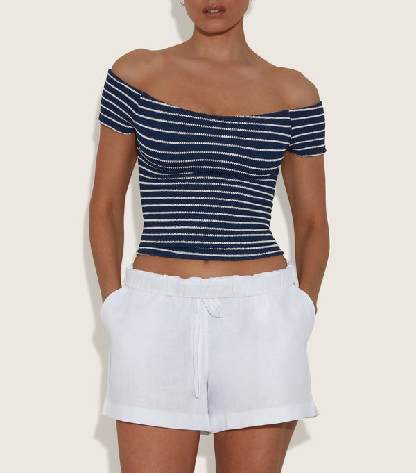 Hunza G Grace Top Navy/White Stripe