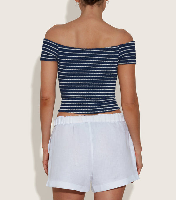 Hunza G Grace Top Navy/White Stripe