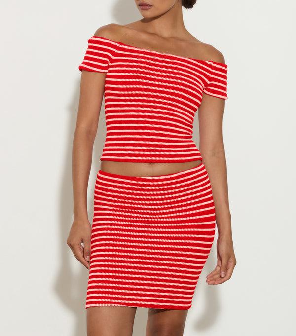 Hunza G Grace Top Red/White Stripe