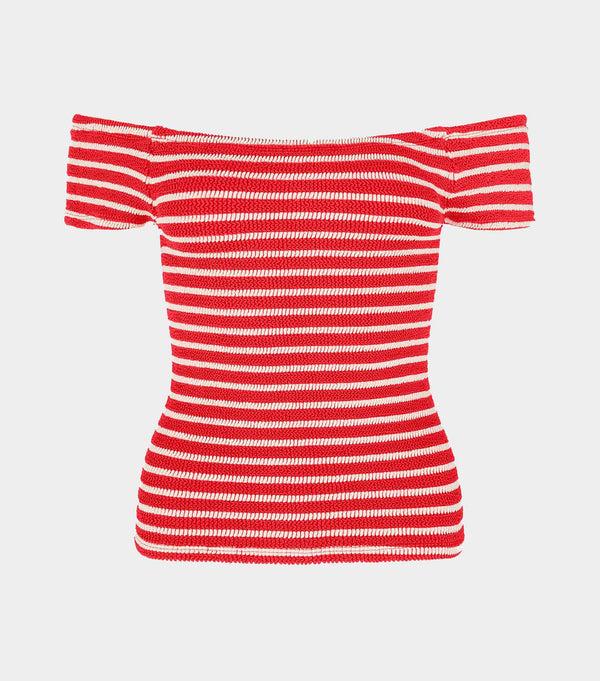 hunza g Grace Top Red/White Stripe