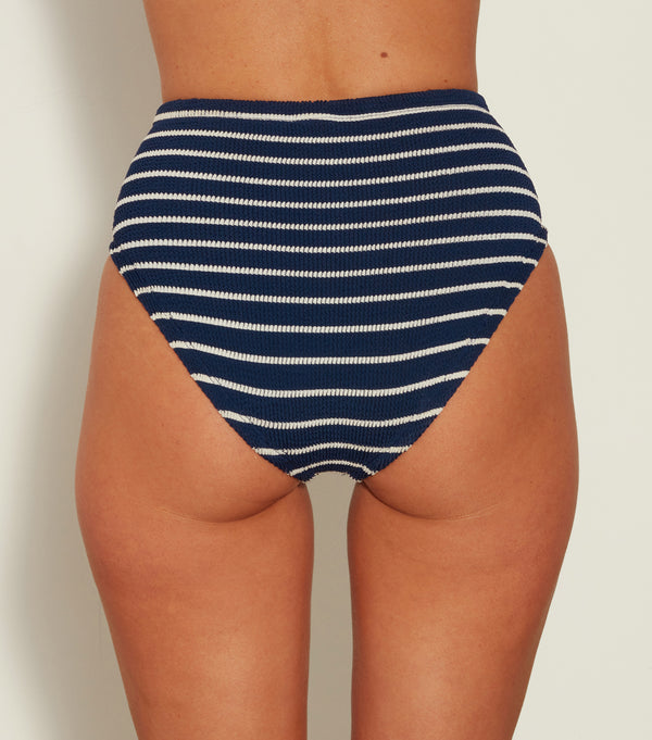 Hunza G High Waist Bikini Bottom Navy/White Stripe