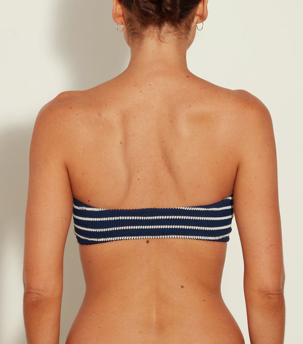 Hunza G Jean Bikini Top Navy/White Stripe