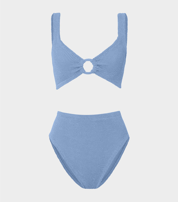 hunza g Nadine Bikini With Tonal Hoops Cornflower