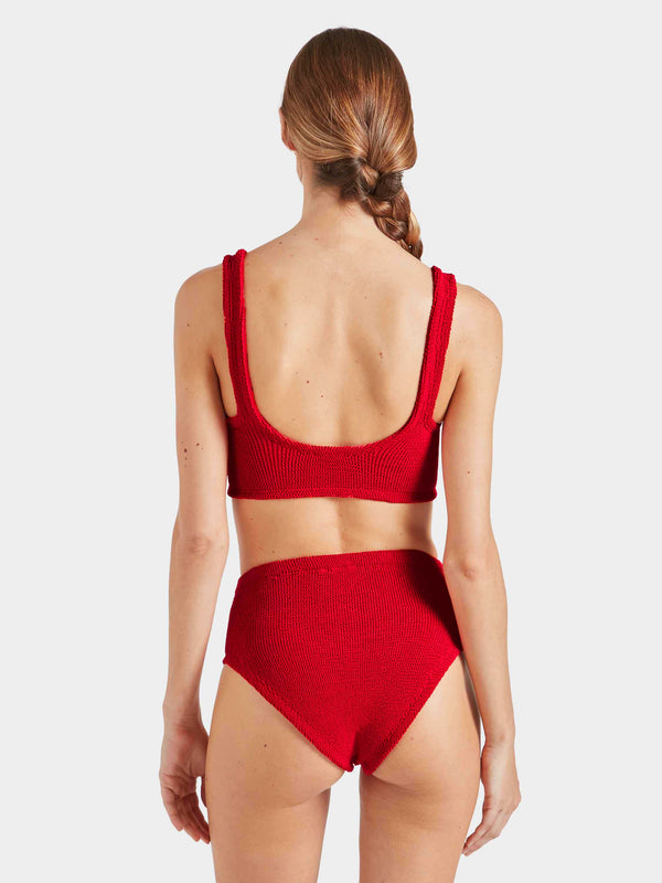 Hunza G Nadine Bikini With Tonal Hoops Red