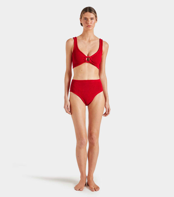Hunza G Nadine Bikini With Tonal Hoops Red