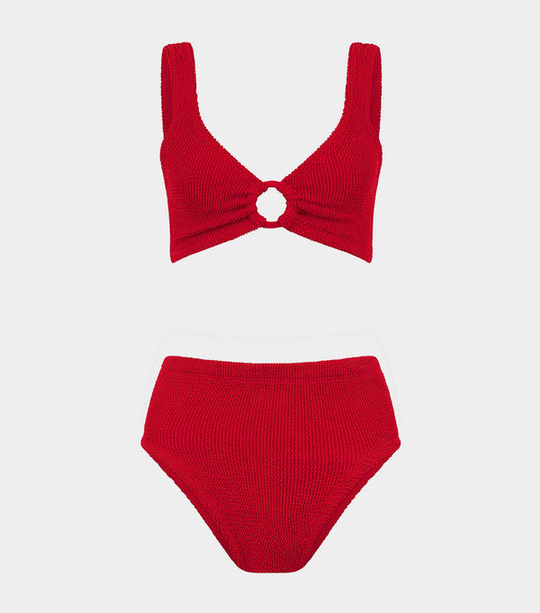 hunza g Nadine Bikini With Tonal Hoops Red