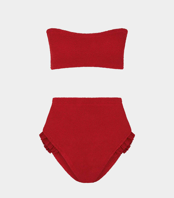 hunza g Osiris Frill Bikini Crinkle Red