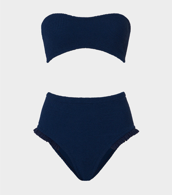 hunza g Osiris Frill Bikini Navy