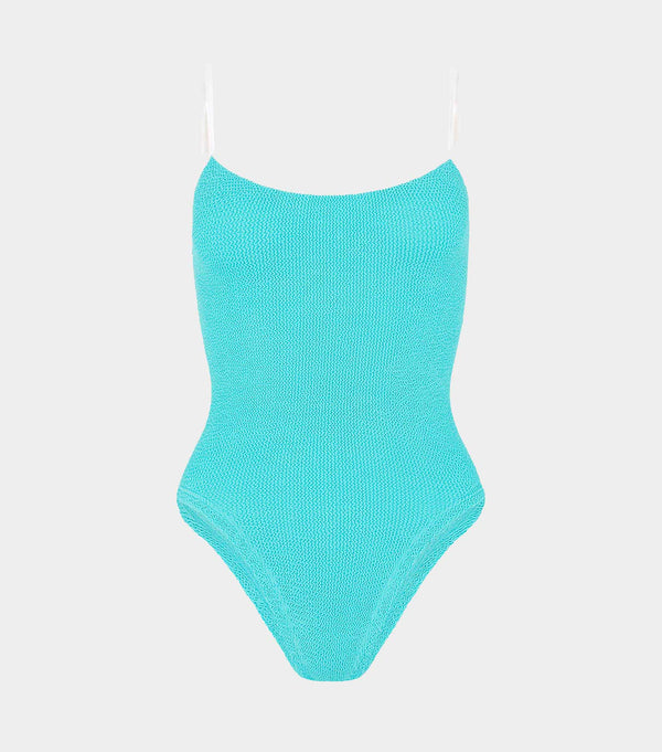 hunza g Pamela Swim Contrast Aqua/White