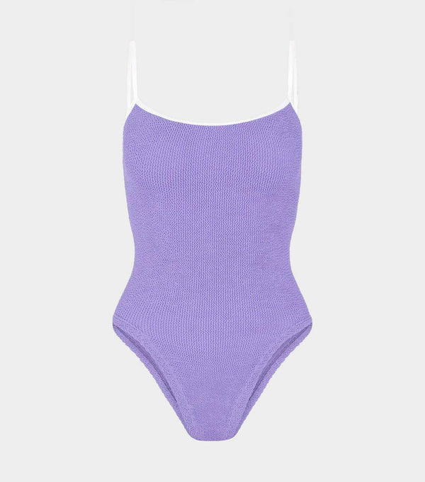 hunza g Pamela Swim Contrast Lilac/White