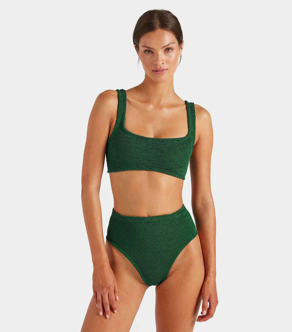 Hunza G Patricia Bikini Metallic Forest Green