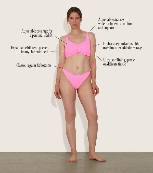 Hunza G Post Mastectomy Bikini Bubblegum
