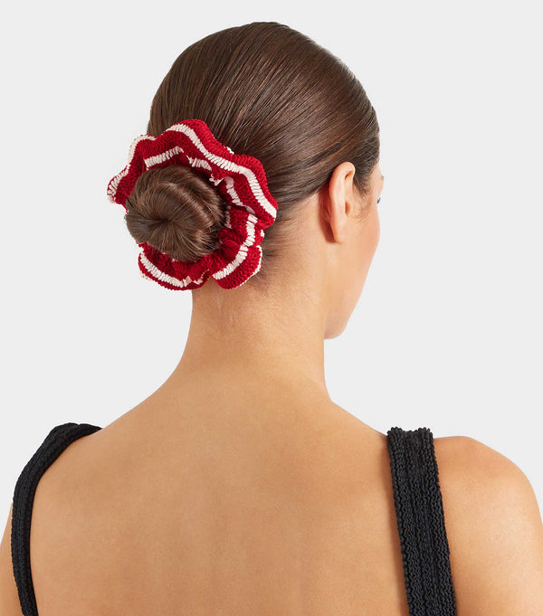 Hunza G Scrunchie Red/White Stripe
