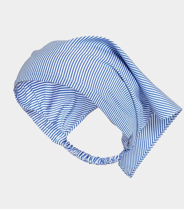 Hunza G Sofia Cotton Headscarf Blue Stripe