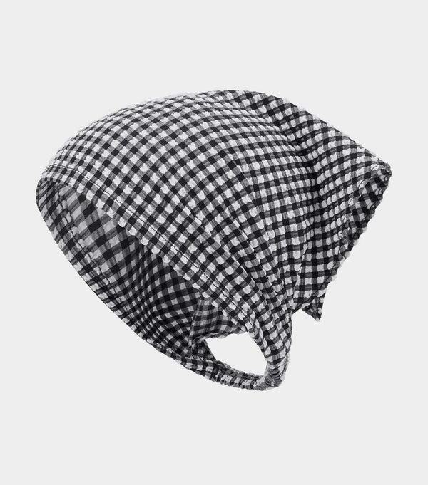 Hunza G Sofia Gingham Headscarf Black Gingham