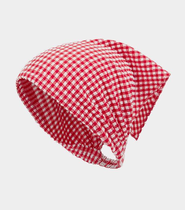 Hunza G Sofia Gingham Headscarf Red Gingham