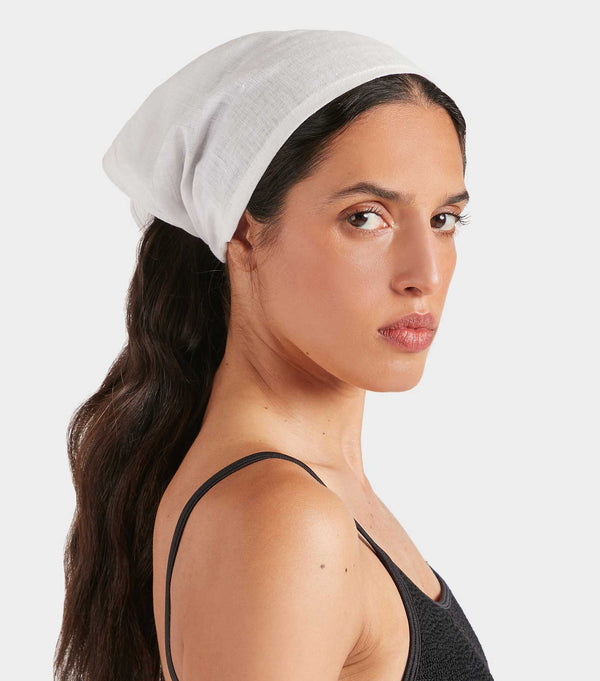 Hunza G Sofia Linen Headscarf White