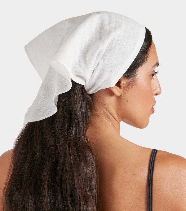 hunza g Sofia Linen Headscarf White
